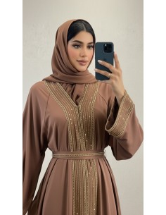 Abaya Dubai golden bronze or – Robe émirats élégante et moderne  - 2 2