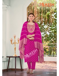 Tenue Indienne Grande Taille – Élégance & Confort – Anarkali Mukesh Rose  - 1