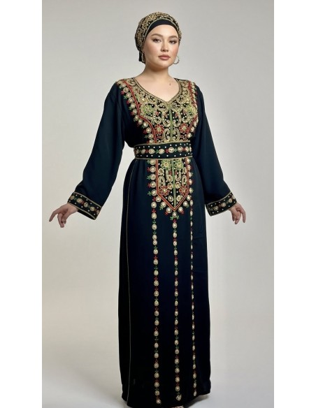 Farasha Dubai brodée – Luxe oriental & élégance royale Noir  - 1