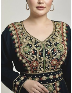 Farasha Dubai brodée – Luxe oriental & élégance royale Noir  - 1 2