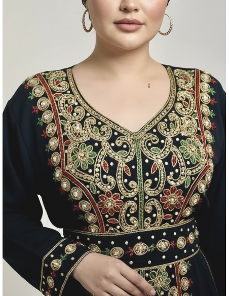 Farasha Dubai brodée – Luxe oriental & élégance royale Noir  - 2