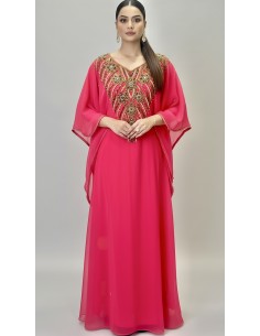 Farasha Dubai Luxe – Broderies Précieuses – Rose Fuchsia  - 1