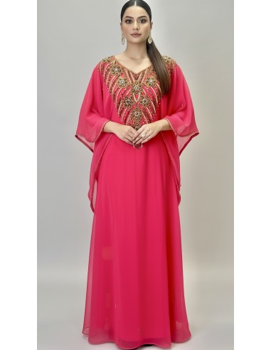 Farasha Dubai Luxe – Broderies Précieuses – Rose Fuchsia  - 1
