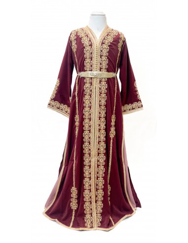 Takchita Enfant & Ado 2 Pièces – Caftan Oriental Fille 8 à 15 Ans avec Ceinture | Rouge  - 5