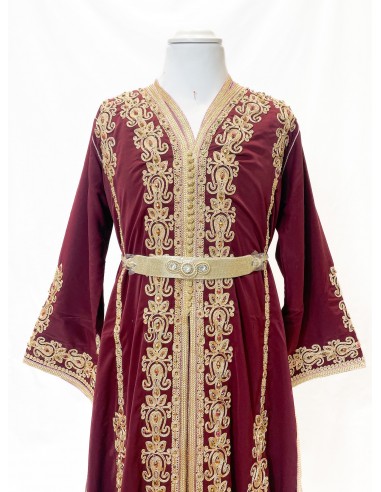 Takchita Enfant & Ado 2 Pièces – Caftan Oriental Fille 8 à 15 Ans avec Ceinture | Rouge  - 3