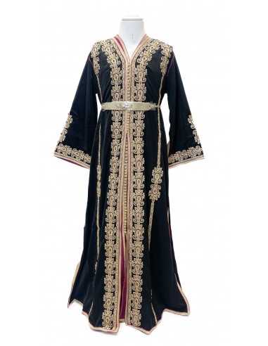 Takchita Enfant & Ado 2 Pièces noir– Caftan Oriental Fille 8 à 15 Ans avec Ceinture  - 3