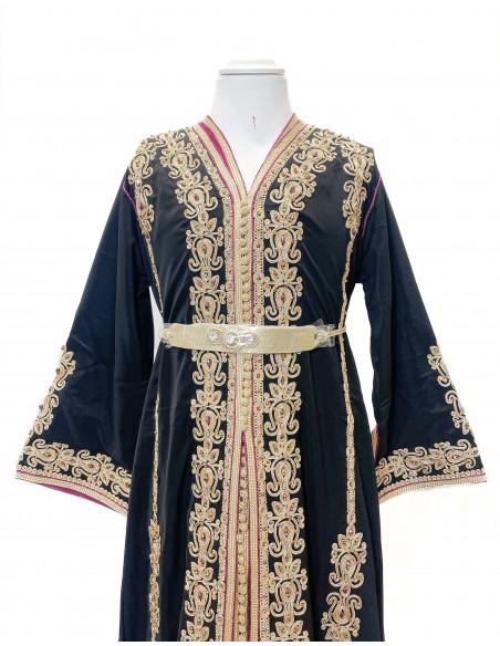 Takchita Enfant & Ado 2 Pièces noir– Caftan Oriental Fille 8 à 15 Ans avec Ceinture  - 4