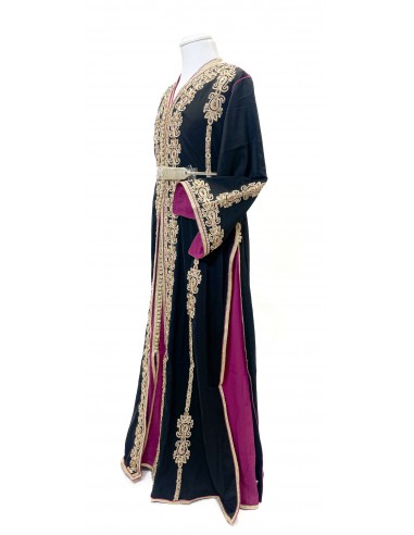 Takchita Enfant & Ado 2 Pièces noir– Caftan Oriental Fille 8 à 15 Ans avec Ceinture  - 5