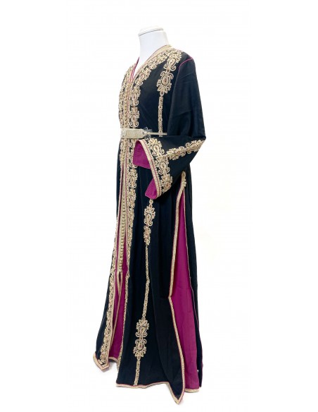 Takchita Enfant & Ado 2 Pièces noir– Caftan Oriental Fille 8 à 15 Ans avec Ceinture  - 5