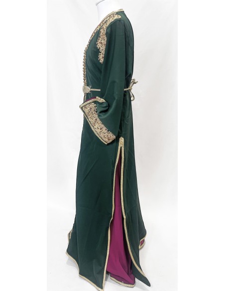 Takchita Enfant & Ado 2 Pièces vert royal– Caftan Oriental Fille 8 à 15 Ans avec Ceinture  - 5