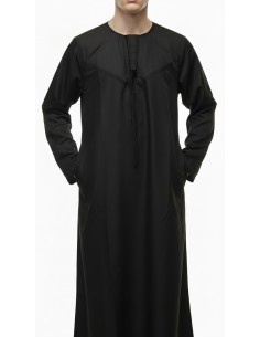 Qamis Homme noir Dubai – Thobe Islamique Élégant pour Prière, Ramadan, Eid, Omra & Hajj - 2 2