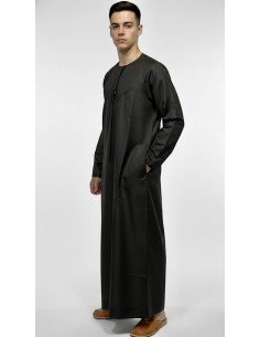 Qamis Homme noir Dubai – Thobe Islamique Élégant pour Prière, Ramadan, Eid, Omra & Hajj - 2