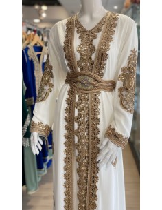 Caftan Grande Taille Femme – Modèle Takchita 2 pieces - Petit Prix Blanc  - 1 2