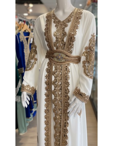 Caftan Grande Taille Femme – Modèle Takchita 2 pieces - Petit Prix Blanc  - 2