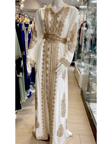 Caftan Grande Taille Femme – Modèle Takchita 2 pieces - Petit Prix Blanc  - 3