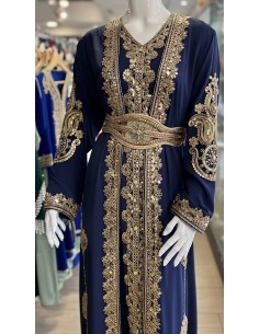 Caftan Grande Taille Femme – Modèle Takchita 2 pieces - Petit Prix bleu marine  - 1 2