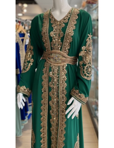 Caftan Grande Taille Femme – Modèle Takchita 2 pieces - Petit Prix Vert  - 2