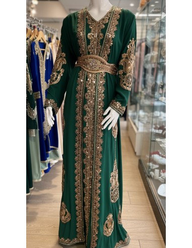 Caftan Grande Taille Femme – Modèle Takchita 2 pieces - Petit Prix Vert  - 3