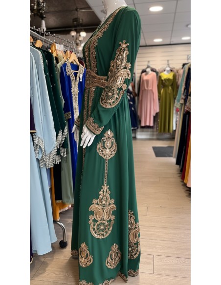 Caftan Grande Taille Femme – Modèle Takchita 2 pieces - Petit Prix Vert  - 4