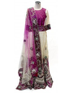 Ensemble indien perlé – Lehenga pakistanais femme avec dupatta | Tenue mariage & cérémonie - 1
