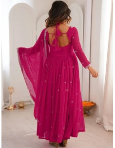 Robe Anarkali Brodée Luxe – Tenue Indienne Femme – Rose Robes et te... 2