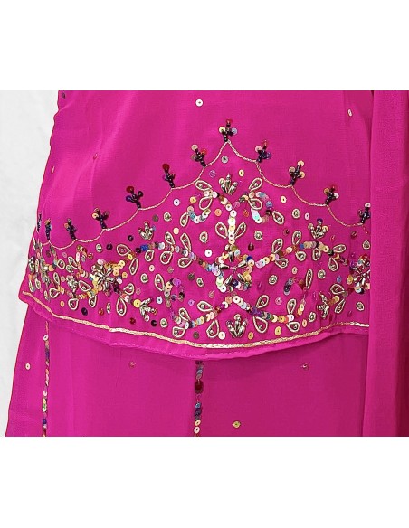 Lehenga choli jupe évasée rose  - 3