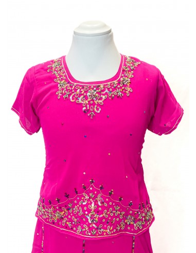 Lehenga choli jupe évasée rose  - 4