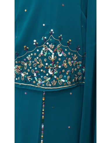 Lehenga choli jupe évasée bleu vert  - 3