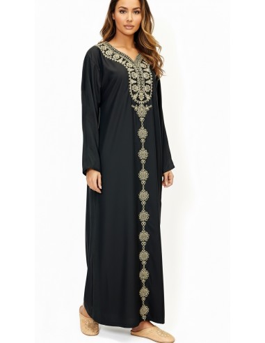 Robe de maison orientale noire brodée – Confort et élégance pour le Ramadan  - 1