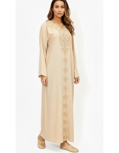 Robe de maison orientale beige brodée – Confort et élégance pour le Ramadan  - 1