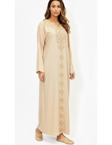 Robe de maison orientale beige brodée – Confort et élégance pour le Ramadan  - 1