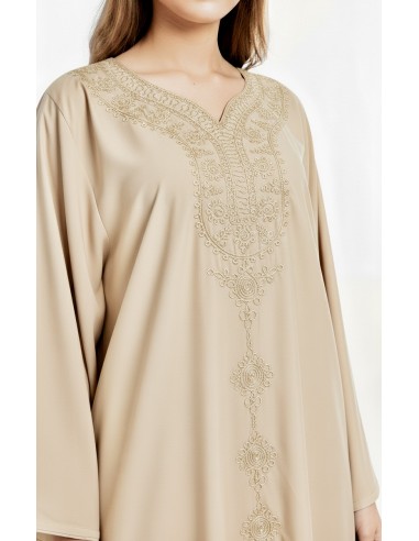 Robe de maison orientale beige brodée – Confort et élégance pour le Ramadan  - 3