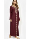 Robe de maison orientale bordeaux brodée – Confort et élégance pour le Ramadan  - 1