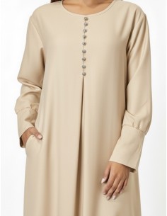 Robe de maison Ramadan – Robe petit prix beige  - 1 2