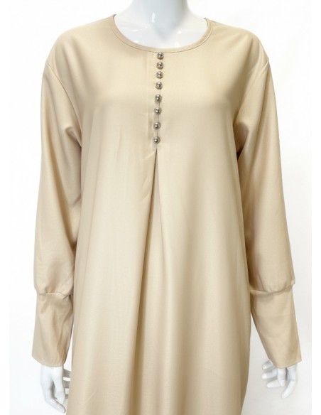 Robe de maison Ramadan – Robe petit prix beige  - 3