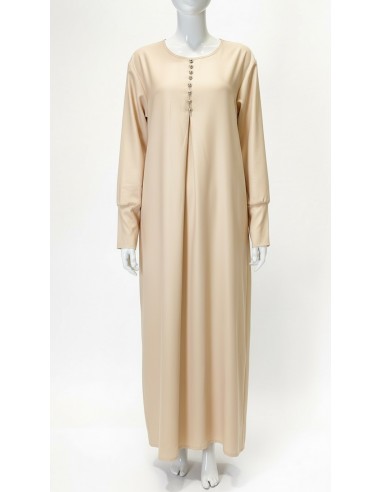 Robe de maison Ramadan – Robe petit prix beige  - 4