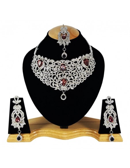 Parure Argenté collier indien Violet MR18 Bijoux indiens