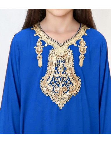 Gandoura Djellaba Abaya fille Enfant pour l'Aïd -Spécial Ramadan & Aïd - Bleu turquoise  - 2
