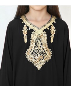 Gandoura Djellaba Abaya fille Enfant pour l'Aïd -Spécial Ramadan & Aïd - Noir  - 1 2