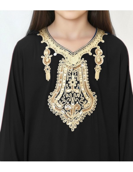 Gandoura Djellaba Abaya fille Enfant pour l'Aïd -Spécial Ramadan & Aïd - Noir  - 2