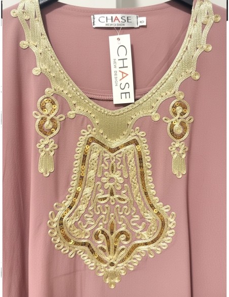 Gandoura Djellaba Abaya fille Enfant pour l'Aïd -Spécial Ramadan & Aïd - Rose poudre  - 3