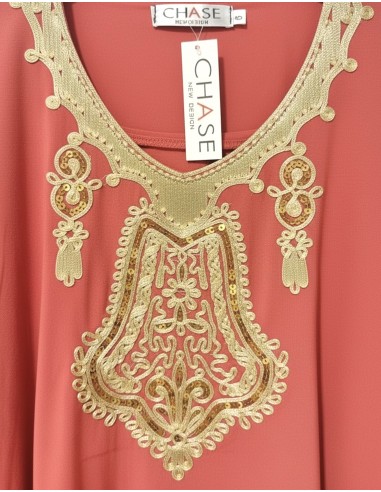 Gandoura Djellaba Abaya fille Enfant pour l'Aïd -Spécial Ramadan & Aïd - Corail  - 3