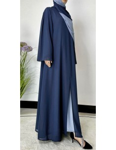 Robe Longue Bicolore avec Voile Assorti BLEU – Spécial Ramadan, Aïd, Hajj & Omra  - 1