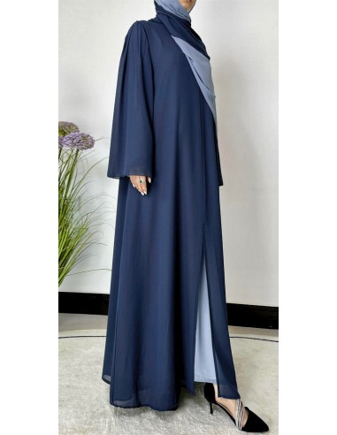 Robe Longue Bicolore avec Voile Assorti BLEU – Spécial Ramadan, Aïd, Hajj & Omra  - 1