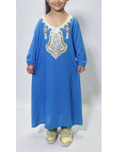 Gandoura Djellaba Abaya fille Enfant pour l'Aïd -Spécial Ramadan & Aïd - Bleu turquoise  - 1
