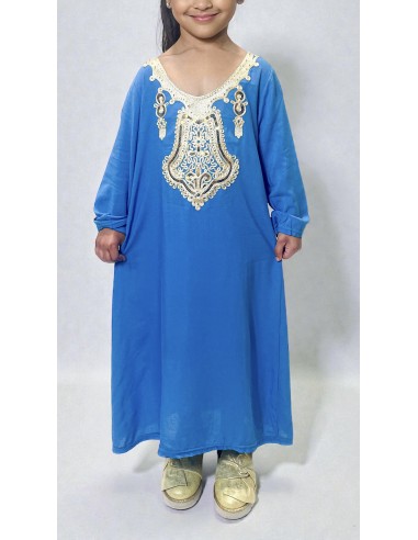 Gandoura Djellaba Abaya fille Enfant pour l'Aïd -Spécial Ramadan & Aïd - Bleu turquoise  - 1