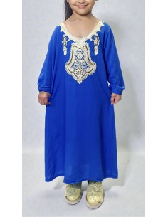 Gandoura Djellaba Abaya fille Enfant pour l'Aïd -Spécial Ramadan & Aïd - Bleu  - 1