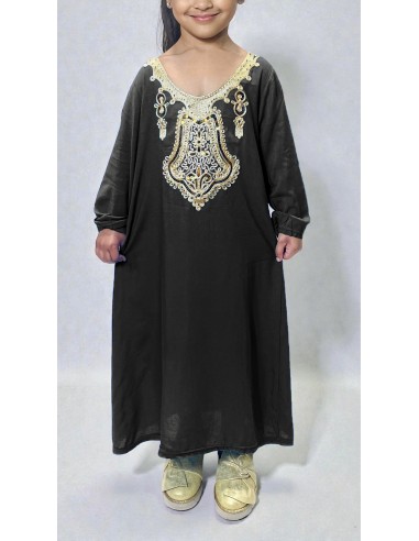 Gandoura Djellaba Abaya fille Enfant pour l'Aïd -Spécial Ramadan & Aïd - Noir  - 1