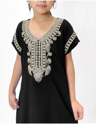 🌙 Gandoura enfant fille brodée – Spéciale Ramadan & Fête de l’Aïd Noir  - 2