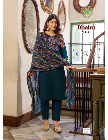 Salwar Kameez Dhabur – Tenue Indienne Confort & Style – XL au 3XL - Bleu vert  - 1